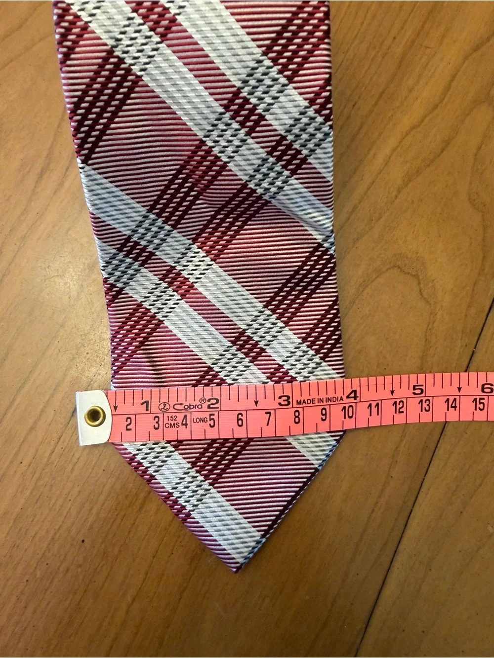 Express Men’s Burgundy and White Plaid 100% Silk Tie | Power Tie Business Casual